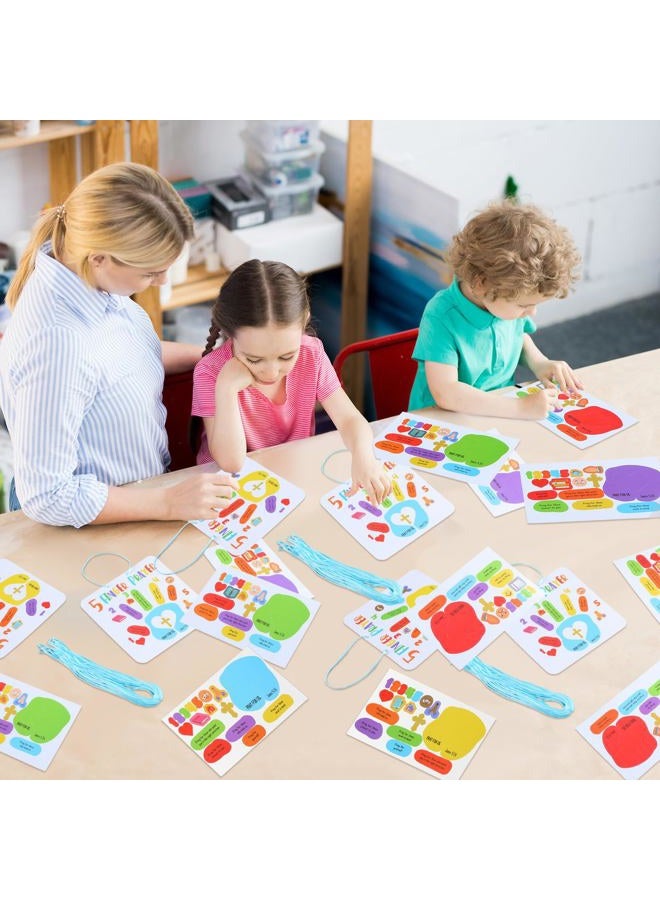MotiMind 30 Sets Bible Crafts for Kids 5 Finger Prayer Handprint Craft DIY Christian Sunday School Arts Make Your Own Finger Prayer Gift for Religious Party Supplies Fun Home Activities - Image 4