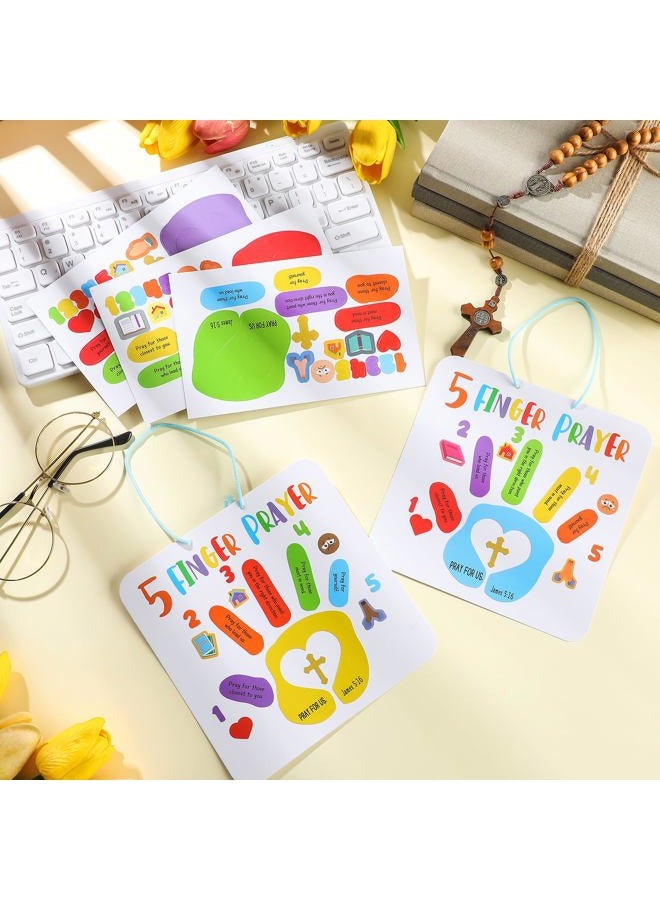 MotiMind 30 Sets Bible Crafts for Kids 5 Finger Prayer Handprint Craft DIY Christian Sunday School Arts Make Your Own Finger Prayer Gift for Religious Party Supplies Fun Home Activities - Image 3