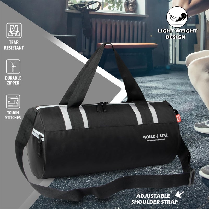 WORLD STAR Men & Women Trendy Gym Bag/Duffle Bag/Shoulder Bag/Sports Bag/Gym Bags/Adjustable Shoulder Bag (Black) - Image 4