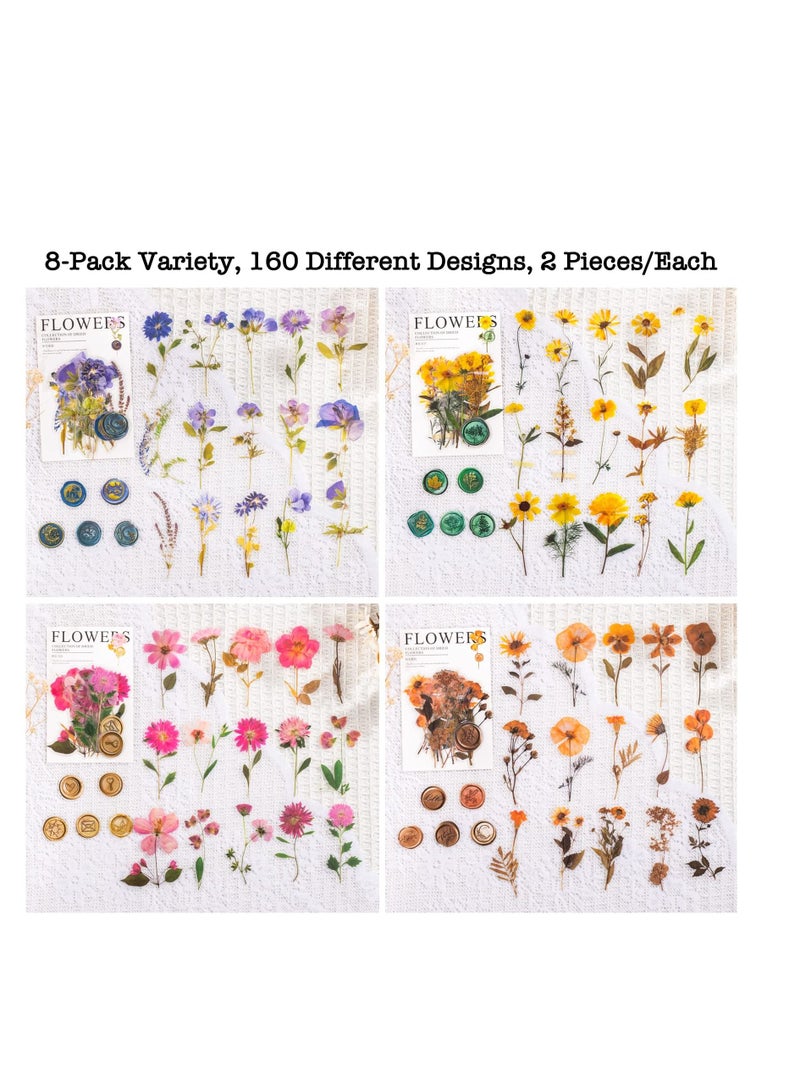 Excefore Pressed Flower Themed Stickers Set, 320 Pcs Dried Flowers Resin Stickers, Decals Floral Botanical Journaling Stickers for Card Making, Envelopes Wrapped Gifts, Arts and Crafts Journaling  - Image 3