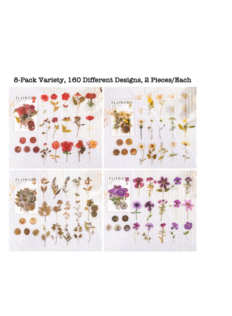 Excefore Pressed Flower Themed Stickers Set, 320 Pcs Dried Flowers Resin Stickers, Decals Floral Botanical Journaling Stickers for Card Making, Envelopes Wrapped Gifts, Arts and Crafts Journaling  - Image 4