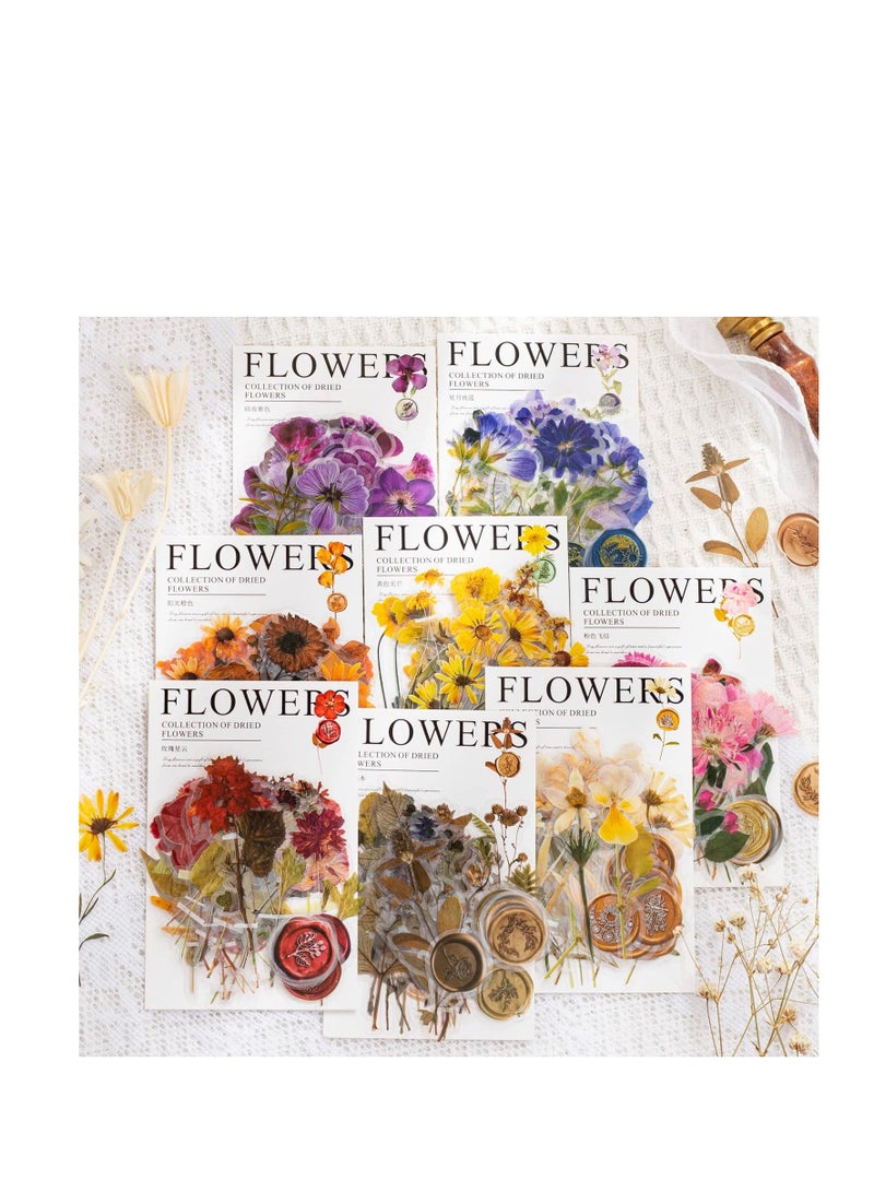 Excefore Pressed Flower Themed Stickers Set, 320 Pcs Dried Flowers Resin Stickers, Decals Floral Botanical Journaling Stickers for Card Making, Envelopes Wrapped Gifts, Arts and Crafts Journaling  - Image 2