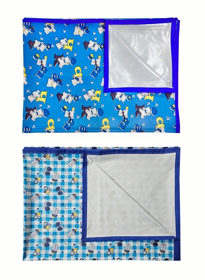 إيكوسوفت غطاء بلاستيكي EcoSoft، غطاء PVC للأطفال، غطاء مطاطي للرضع، واقي من التبول اللاإرادي (90 × 135 سم) (حروف أبجدية زرقاء وزجاجة رضاعة زرقاء) - Image 4