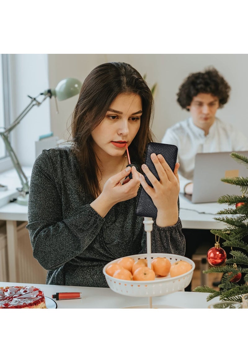 Zikra حافظة أحمر شفاه مع مرآة، حقيبة تجميل صغيرة محمولة، حامل مكياج للسفر، حقيبة صغيرة لحامل أحمر الشفاه، مناسبة للنساء والفتيات (أسود) - Image 4