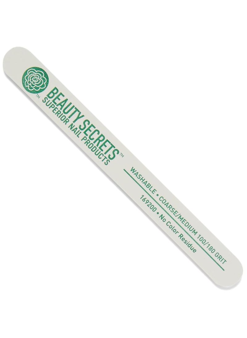beauty Secrets White Cushion Nail File Medium/Coarse 100/180 Grit