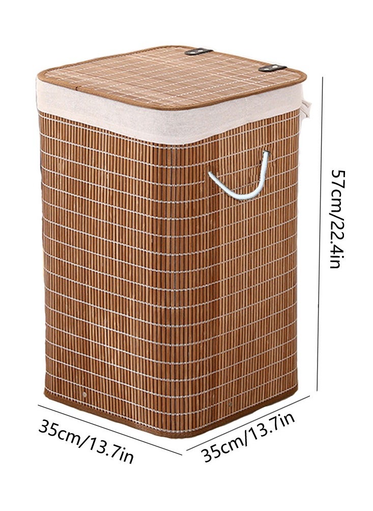 Beauenty Corner Bamboo Laundry Hamper Basket Organize Boxes Weaving Clothes Storage Bedroom Multi Functional Home Supplies Foldable with Lid Removable Efficient Laundry Light Weight Stylish Compact and Space  - Image 3