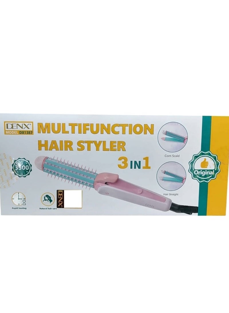 Denx 3 In 1 Multifunctional Hair Styler Curling Iron Straightener Ceramic Hair Curler Wavy Styling Tool Fast Heat Hair Straightening & Curling Comb Multicolor - Image 5