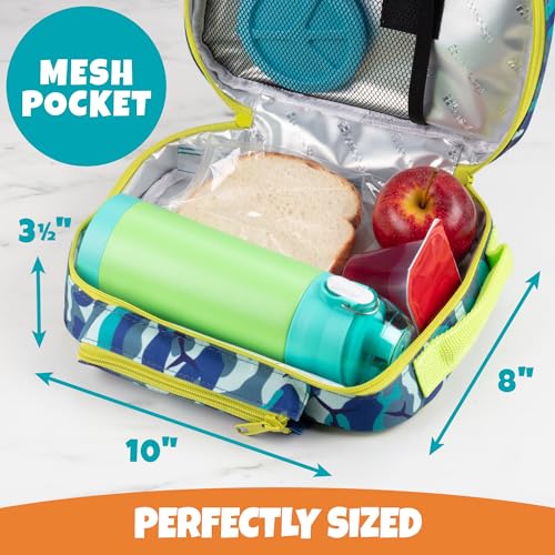 Bentology Insulated Lunch Box w Snack Pocket & Water Bottle Holder-Boys or Kids Blue Camo School Lunchbox Tote Keeps Food Hotter or Colder Longer- Reusable Bag Fits Most Bento Boxes, Ice Packs-Back to School - Image 4