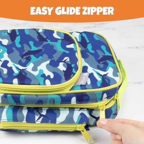 Bentology Insulated Lunch Box w Snack Pocket & Water Bottle Holder-Boys or Kids Blue Camo School Lunchbox Tote Keeps Food Hotter or Colder Longer- Reusable Bag Fits Most Bento Boxes, Ice Packs-Back to School - Image 5