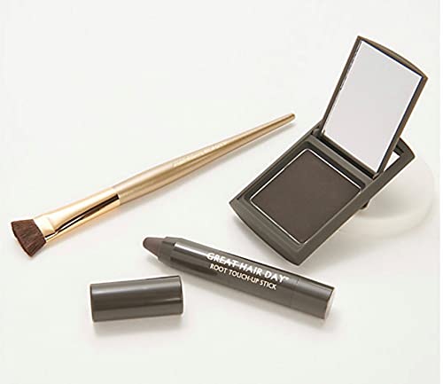 Joan Rivers Beauty Joan Rivers Great Hair Day Root Touch Up Powder and Hair Color Stick  Root Cover Up Hair Powder and Root Touch Up Stick for Thicker Fuller Looking Hair Brunette