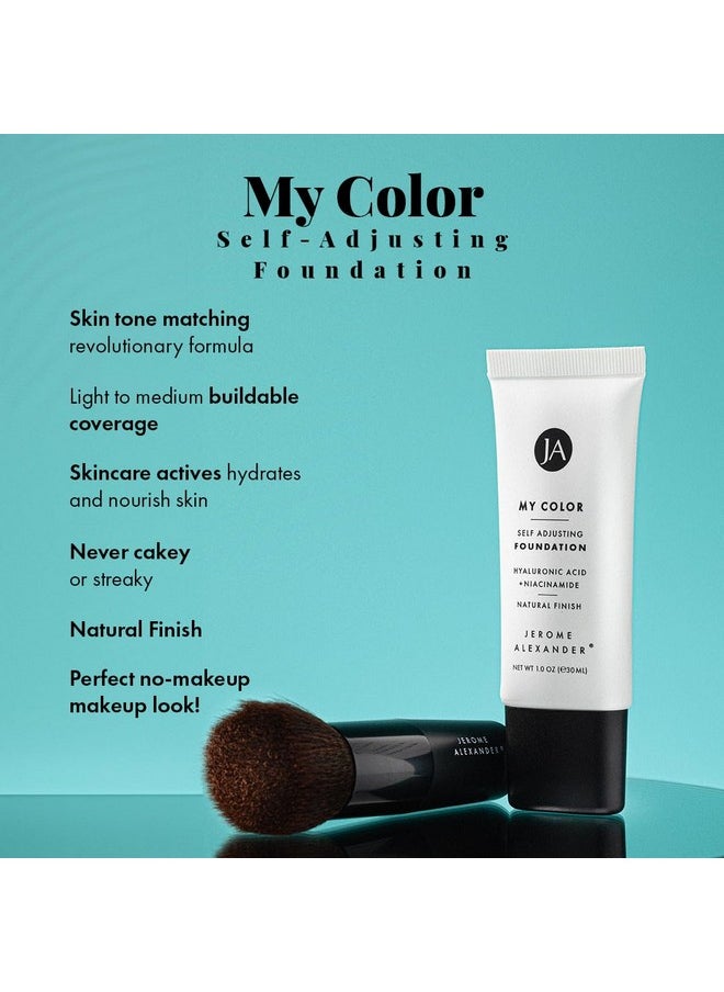 Jerome Alexander Jerome Alexander My Color Self-Adjusting Foundation, Hydrating & Lightweight Face Makeup, Skincare-Infused, with Kabuki Brush, Light, 1 oz  - Image 2