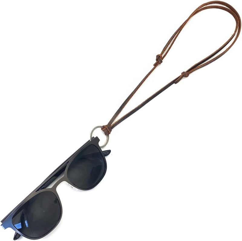 Decker Glasses Necklace Sunglasses Holder Hanging Ring Leather Cord Adjustable Eyeglasses Strap Alloy Loop Ring - Image 3