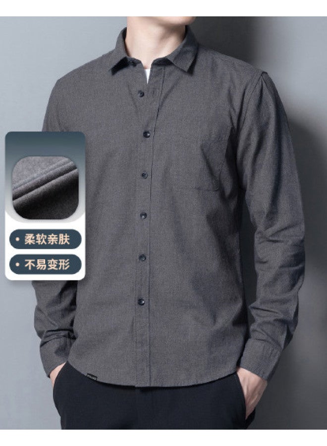 FOLUNSI men's Long Sleeve Shirt Jacket - Slim Fit Button-down Shirt With Lapel Collar For Spring/autumn - Image 1