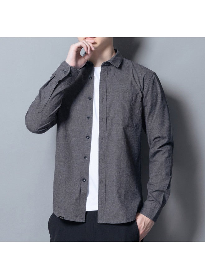 FOLUNSI men's Long Sleeve Shirt Jacket - Slim Fit Button-down Shirt With Lapel Collar For Spring/autumn - Image 3