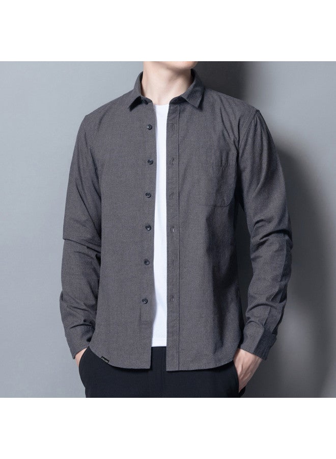 FOLUNSI men's Long Sleeve Shirt Jacket - Slim Fit Button-down Shirt With Lapel Collar For Spring/autumn - Image 4