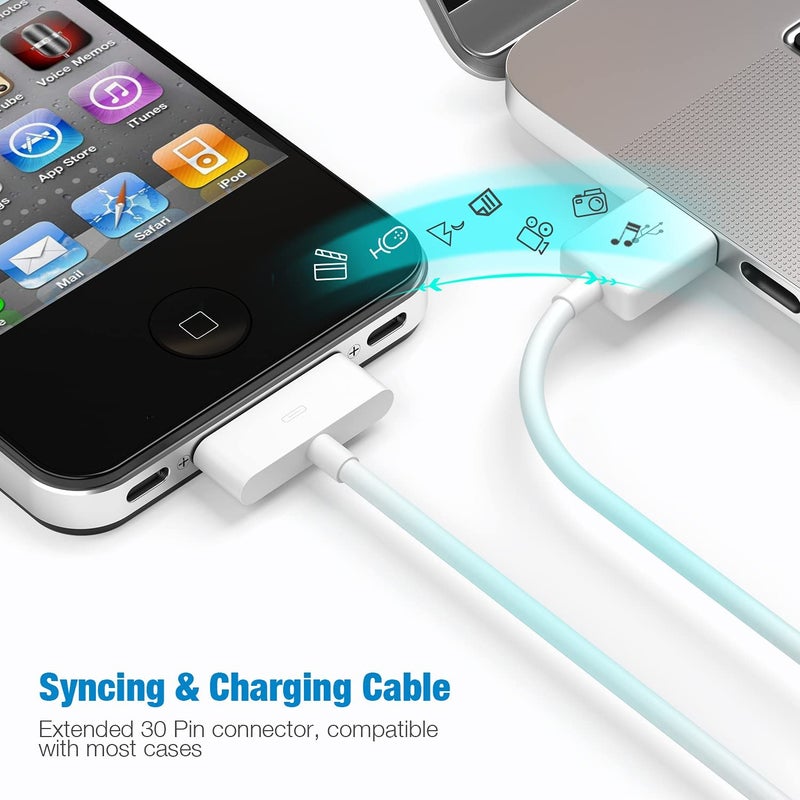 Belcompany 30 Pin to USB Charging Cable for iPhone 4S, Apple MFi Certified USB Sync Data and Charging Cord for for iPhone 4/ 4s iPhone 3G/3Gs iPad 3/2/ 1 iPod Classic iPod Touch/Nano(3.3Feet) - Image 3