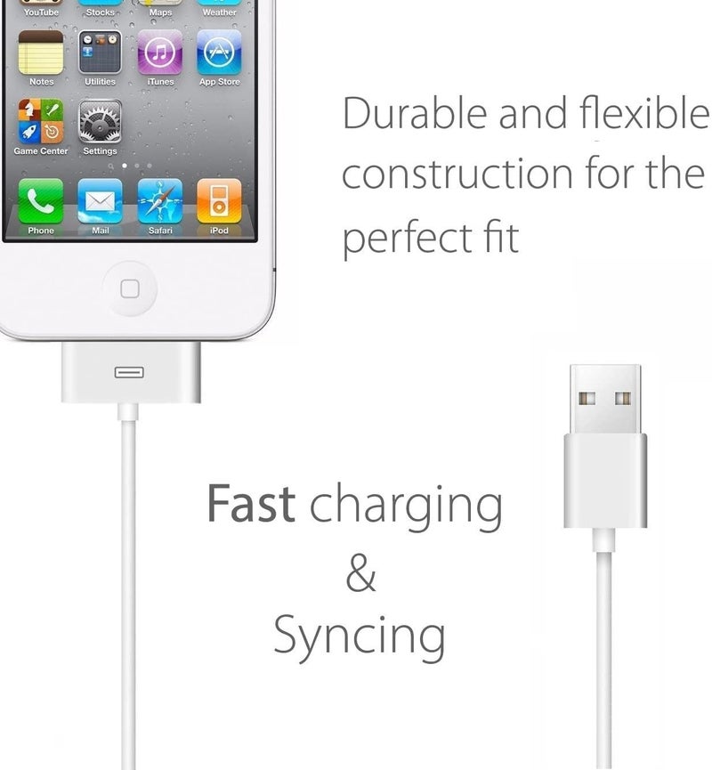 Belcompany 30 Pin to USB Charging Cable for iPhone 4S, Apple MFi Certified USB Sync Data and Charging Cord for for iPhone 4/ 4s iPhone 3G/3Gs iPad 3/2/ 1 iPod Classic iPod Touch/Nano(3.3Feet) - Image 2