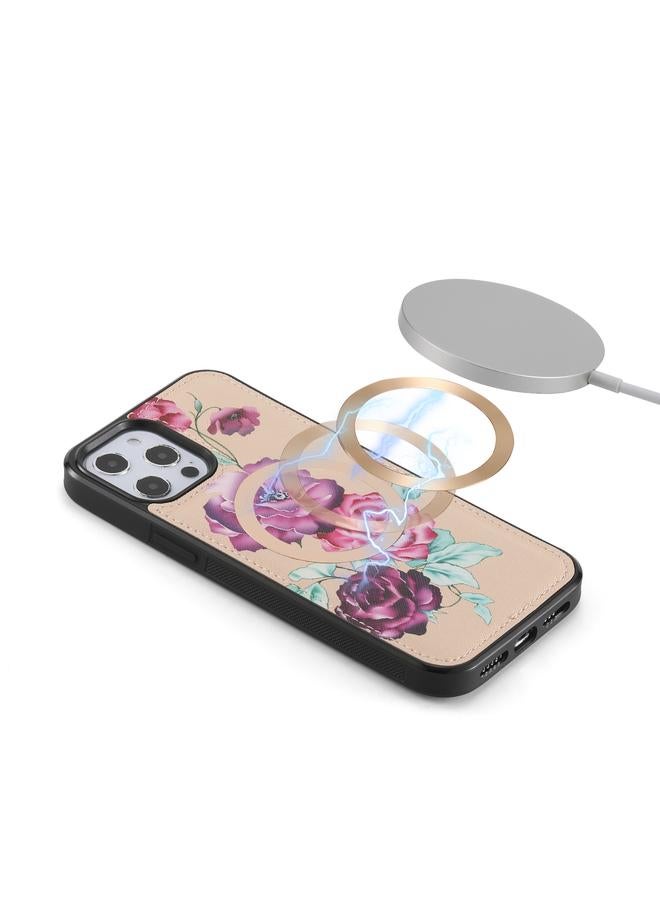 اس-توب جراب لهاتف iPhone 12 Pro Max متعدد الوظائف على شكل زهرة، جراب هاتف جلدي بسحاب مع محفظة MagSafe - Image 4