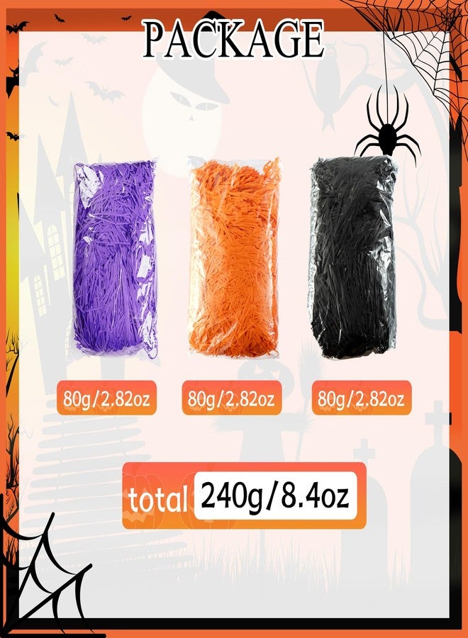 Gloreyan 3 Colors Halloween Shredded Paper Filler, Raffia Paper Grass Tissue Paper for Gift Wrapping Basket Box Filling Birthdays Weddings Party Supply(8.5oz - Image 2