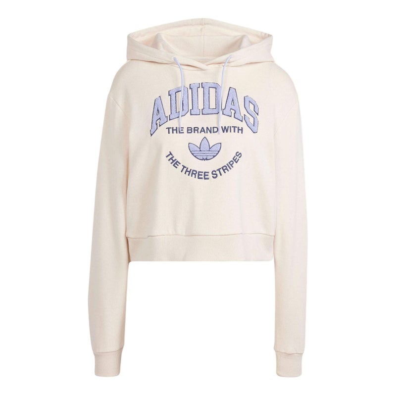 Adidas (WMNS) adidas originals Varsity Graphic Hoodie Asia Sizing 'White' - Image 1