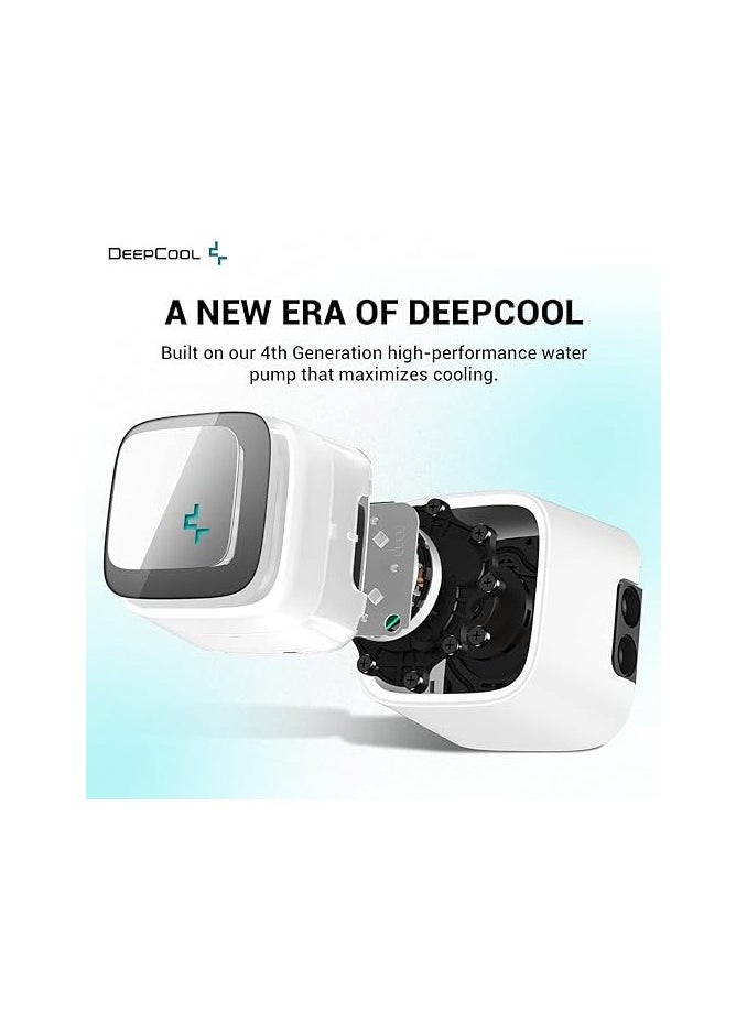 DEEPCOOL - LS720 WH High Performance Liquid CPU Cooler 360mm Radiator, 120mm RGB PWM Fan with Auto RGB Function, Mirror Cover Design, Customizable Board, 5V A-RGB Software Control, White - Image 1