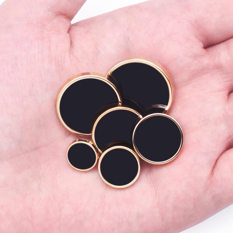 SEMINI 36 Pieces Mixed 6 Sizes Metal Button Alloy Shank Button Round Shaped Sewing Button for Women Men Suit Woolen Coat Shirt Trousers Sewing Crafts (Style169 Gold Black) - Image 4