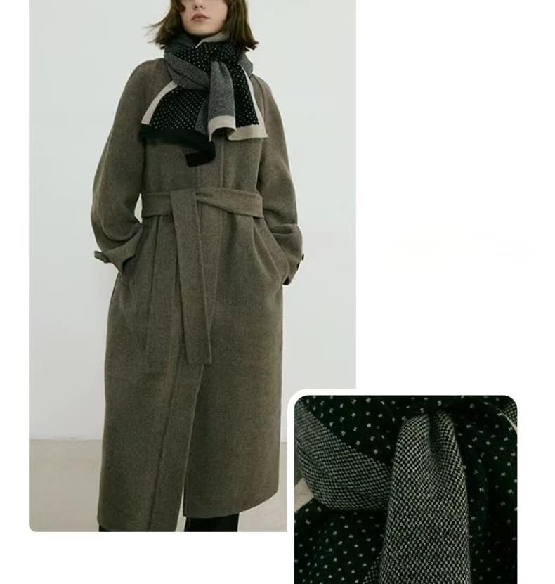 MININAI Womens Elegant Striped Winter Knit Scarf Vintage Plaid Thick Scarf Soft Cold Weather Warm Scarves Accessories (Dot Black) - Image 3