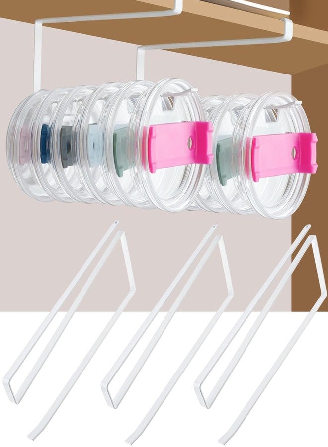 TQEONKL Tumbler Lid Organizer 3Pcs, Horizontal Tumbler Lid Storage Hooks, Space Saving Cup Lid Holders, Under Cabinet Tumbler Lid Hooks for Kitchen Organizer, Hanging Paper Towel Rack Hanger Storage - Image 4