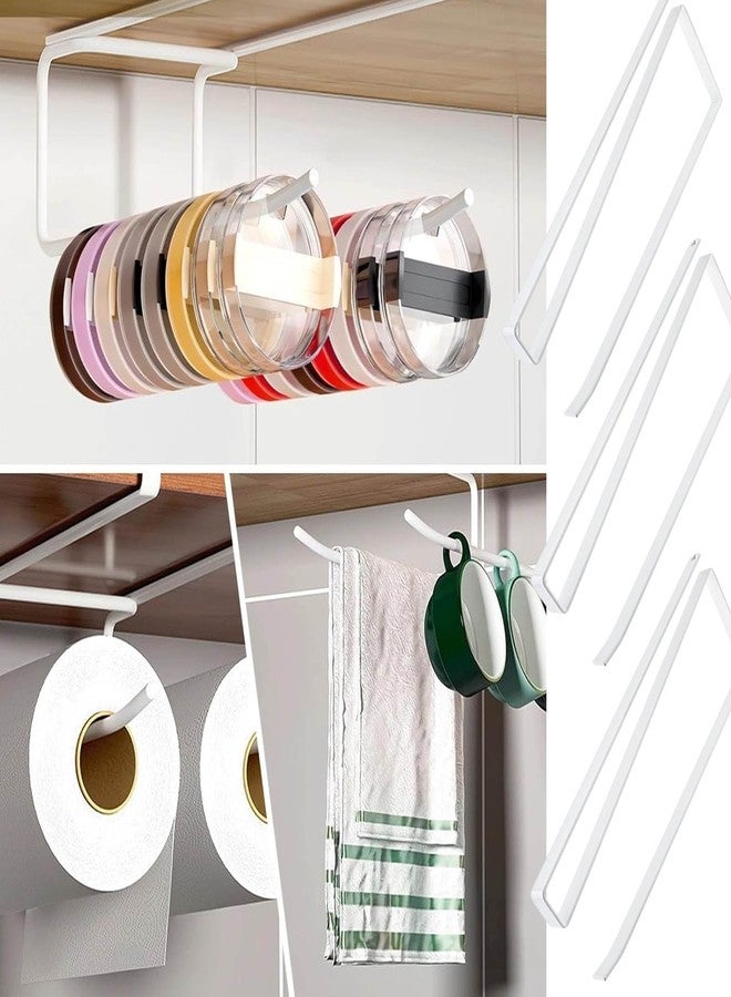 TQEONKL Tumbler Lid Organizer 3Pcs, Horizontal Tumbler Lid Storage Hooks, Space Saving Cup Lid Holders, Under Cabinet Tumbler Lid Hooks for Kitchen Organizer, Hanging Paper Towel Rack Hanger Storage - Image 5