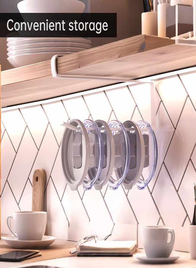 TQEONKL Tumbler Lid Organizer 3Pcs, Horizontal Tumbler Lid Storage Hooks, Space Saving Cup Lid Holders, Under Cabinet Tumbler Lid Hooks for Kitchen Organizer, Hanging Paper Towel Rack Hanger Storage - Image 2