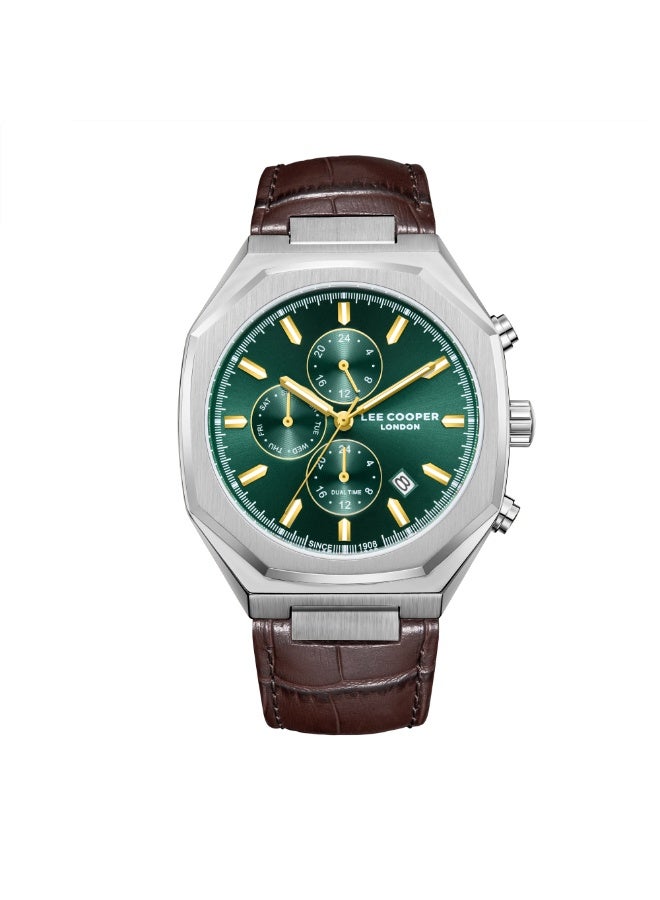 Lee Cooper ساعة متعددة الوظائف للرجال من الجلد LC08168.374 - 43 مم - Image 1