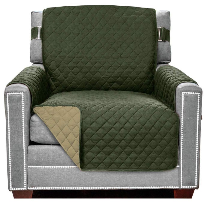 THE ORIGINAL REVERSIBLE FURNITURE PROTECTOR FEATURES ELASTIC STRAP CHAIR HUNTER GREENSAGE BY