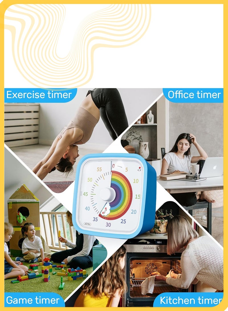 She&Little 60-Minute Visual Timer with Protective Case, Silent Countdown Rainbow Disk Timer for Kids and Adults, Study, Work, Exercise, Beauty (White Rainbow) - Image 4