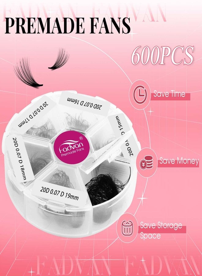 FADVAN Eyelashes Extension Volume Eyelashes Bunch 20D 0.07D Curl 15-20mm 600PCS Fan Eyelashes Extension Professional Eyelashes Premade Fans Lashes - Image 2