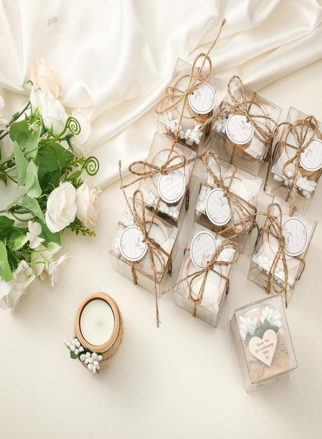 MTLEE 16 Pack Wooden Tealight Candle Holders Kit Guest Gifts for Wedding Baby Shower Bridal Shower Baptism Christening Housewarming Party Handmade Thank You Candle with Card Box Rope(Classic) - Image 5