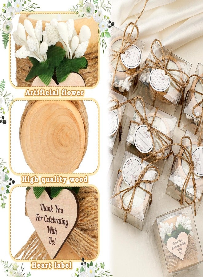 MTLEE 16 Pack Wooden Tealight Candle Holders Kit Guest Gifts for Wedding Baby Shower Bridal Shower Baptism Christening Housewarming Party Handmade Thank You Candle with Card Box Rope(Classic) - Image 3