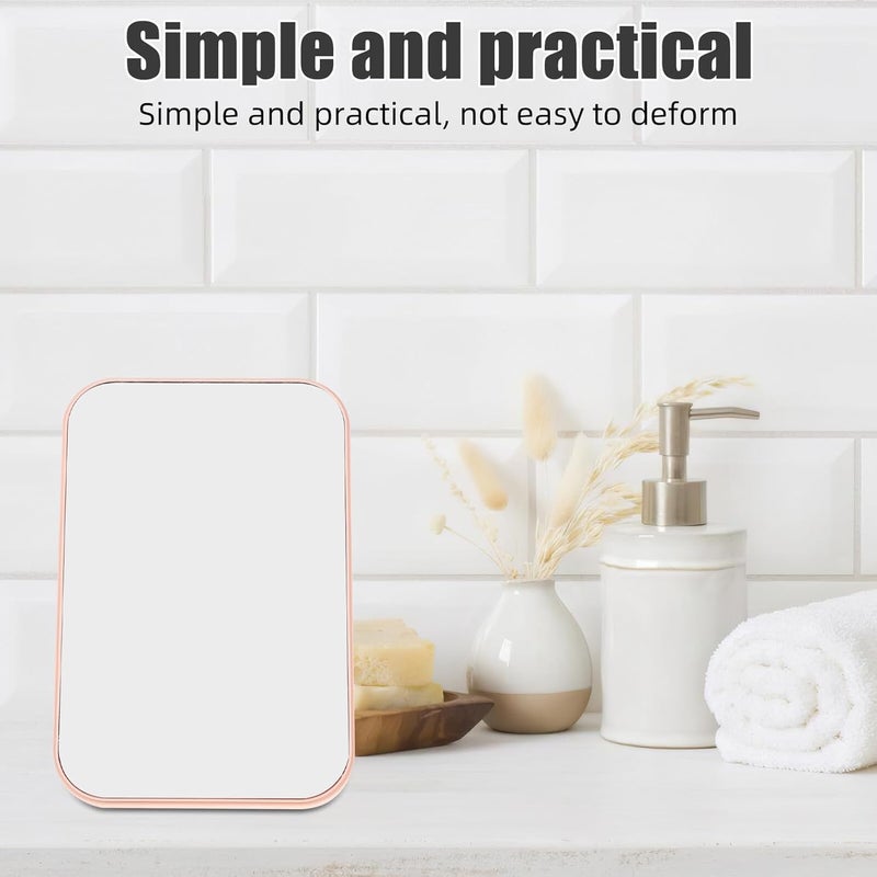 VICASKY 2pcs Portable Makeup Mirror with Stand, Small Desktop Vanity Mirror for Travel and Bathroom, Freestanding Wall-mountable Princess Style in Nordic Purple and Pink - Image 5