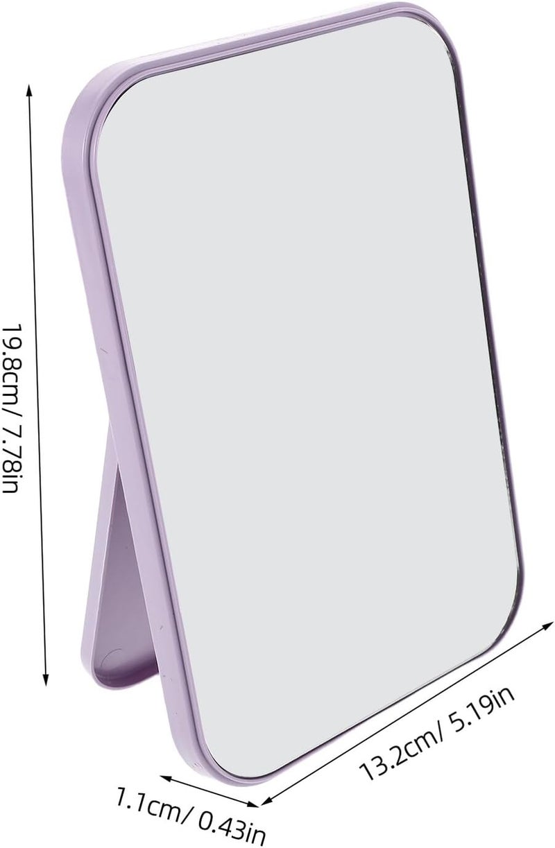 VICASKY 2pcs Portable Makeup Mirror with Stand, Small Desktop Vanity Mirror for Travel and Bathroom, Freestanding Wall-mountable Princess Style in Nordic Purple and Pink - Image 2