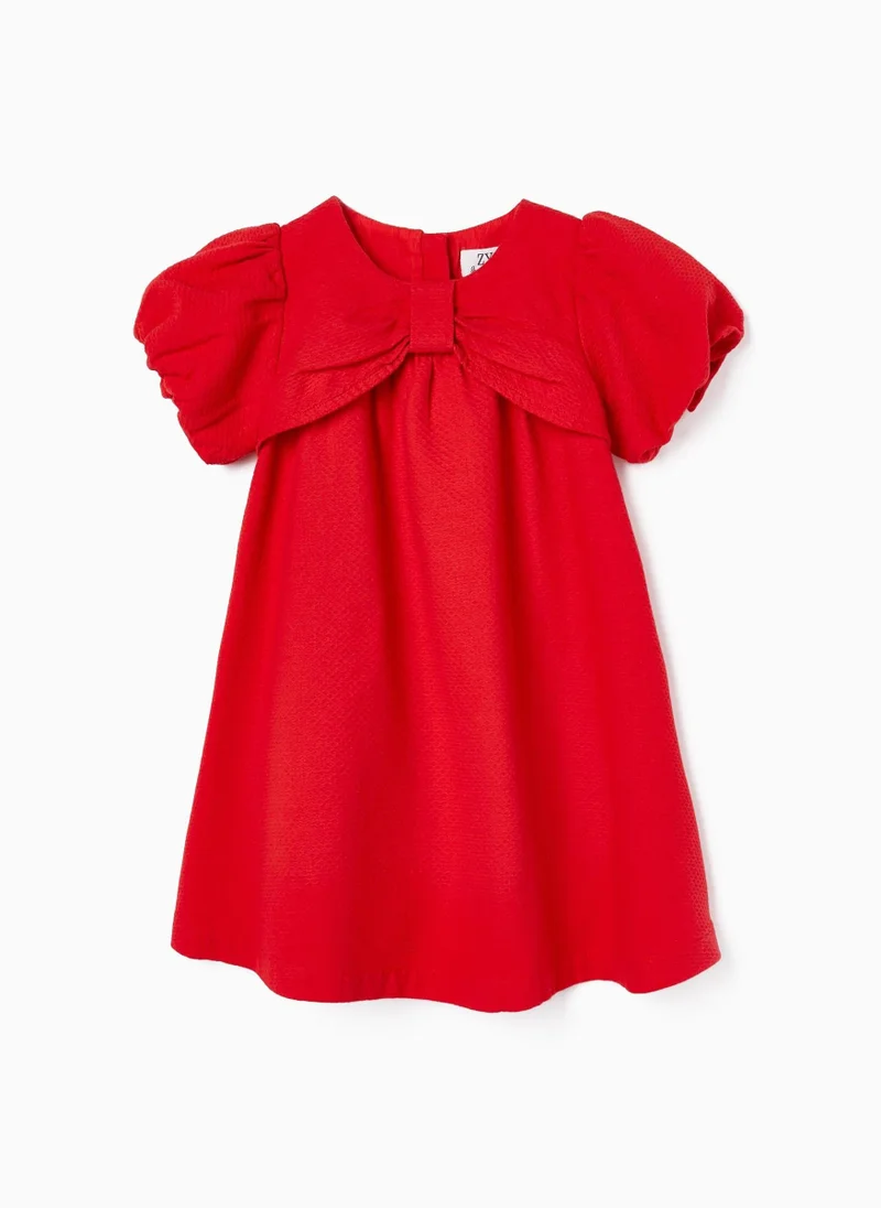 زيبي Dress with Bow-Shaped Neckline for Baby Girls