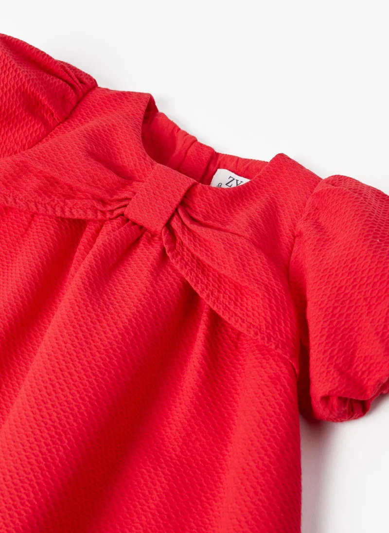 زيبي Dress with Bow-Shaped Neckline for Baby Girls