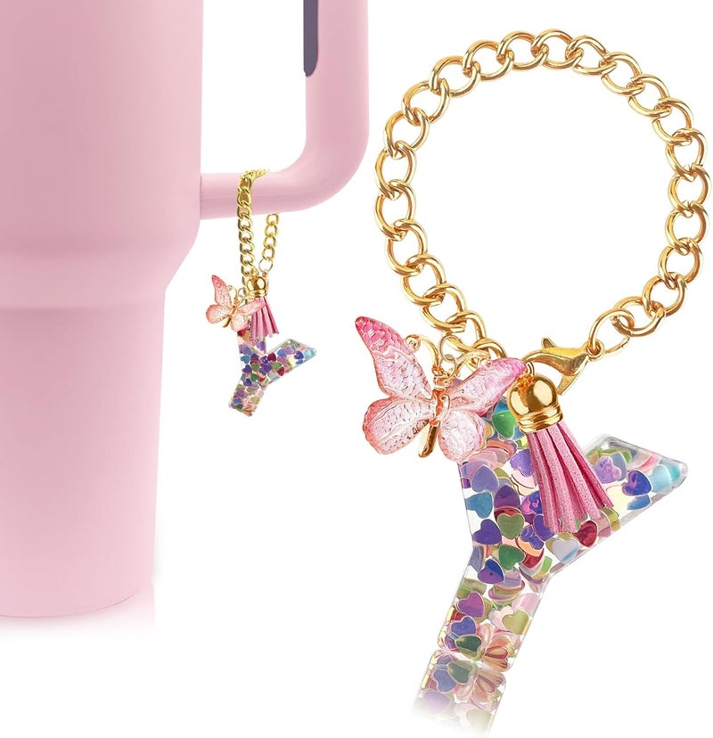 Velaco Letter Charm Accessories for Stanley Cup with Handle, Cute Initial Letter Keychain Handle Charm - Image 1