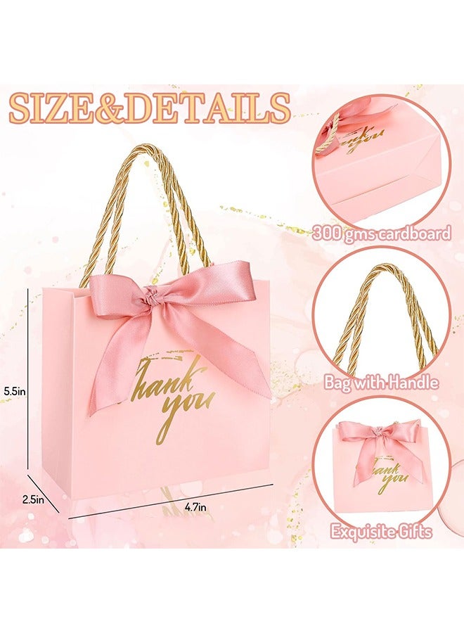 6 Pcs Paper Gift Bags with Handles and Bow Ribbon,Waterproof Pink Party Favor Bags for Wedding Bridal Baby Shower Birthday Party - Image 2