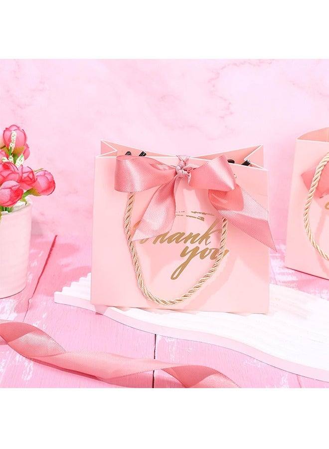 6 Pcs Paper Gift Bags with Handles and Bow Ribbon,Waterproof Pink Party Favor Bags for Wedding Bridal Baby Shower Birthday Party - Image 4