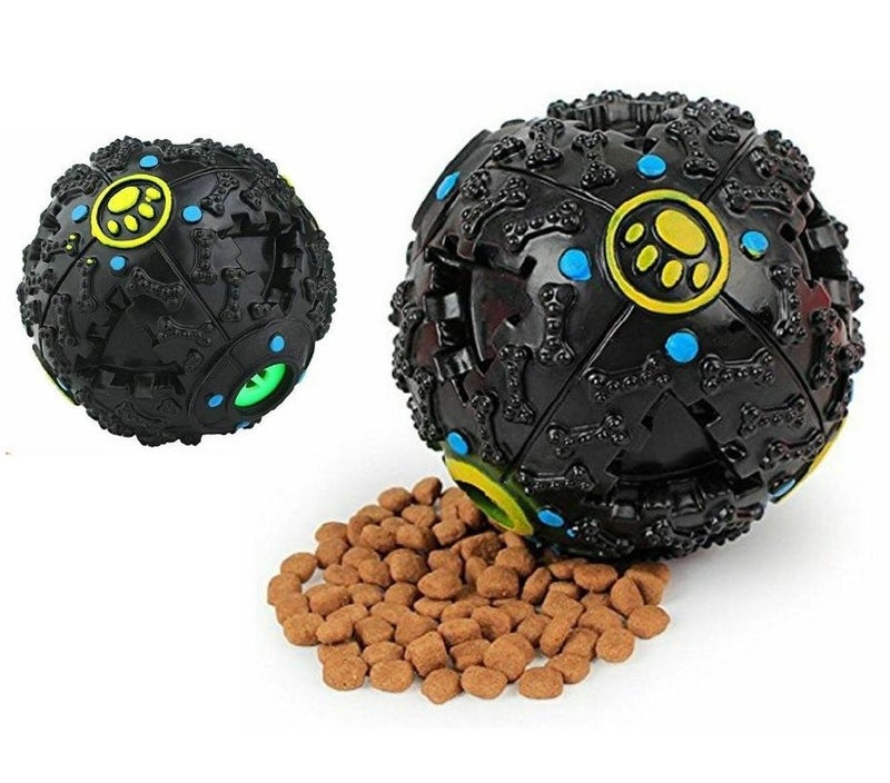 Squeaky Ball Treat Dispenser For Dogs  (10 cm)- Black - Image 2