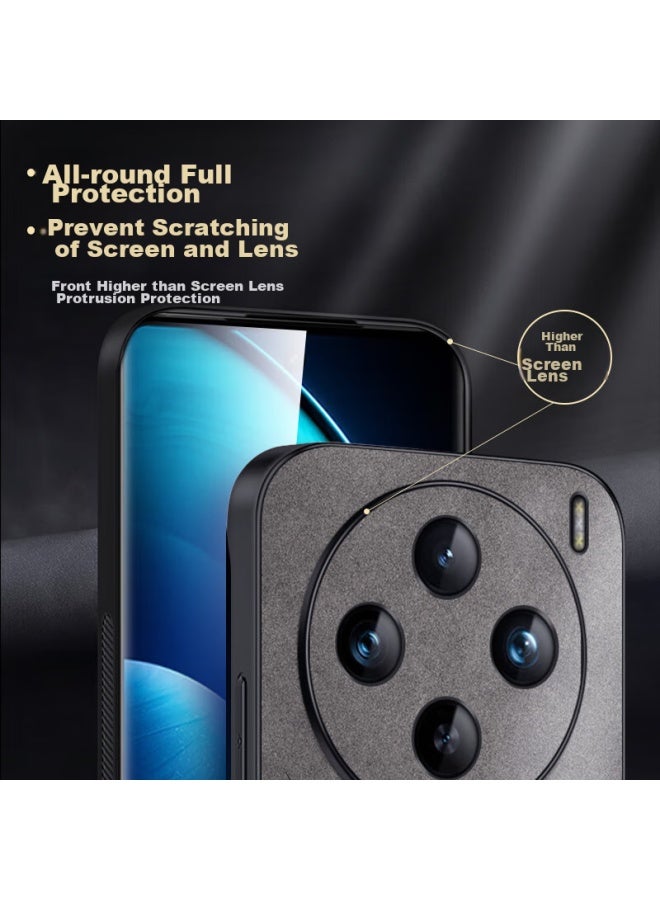 Shangsu, Suitable For Vivox100 Phone Case, Vivo X100 Protective Cover, Shockproof, Full Lens Protection, Soft Shell, Simple Luxury, Lambskin Silicone Outer Case, For Women And Men, Leather Case, Gray - Image 4