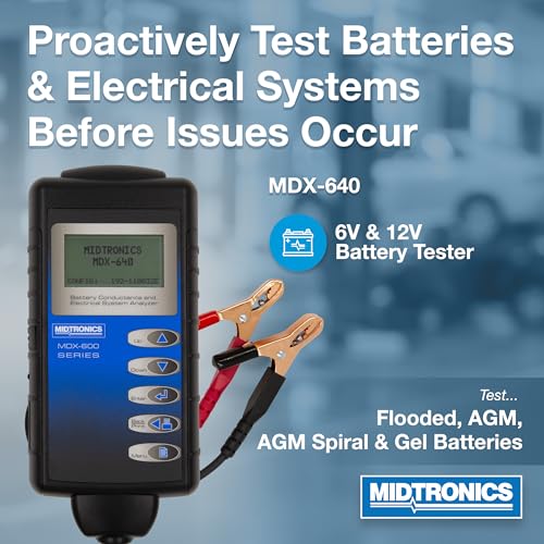Midtronics ميدترونيكس - محلل موصلية البطارية ونظام الكهرباء الرقمي 6 فولت و 12 فولت - جهاز اختبار البطارية - MDX 640 - اختبار للسيارات والدراجات النارية والمزيد - Image 2