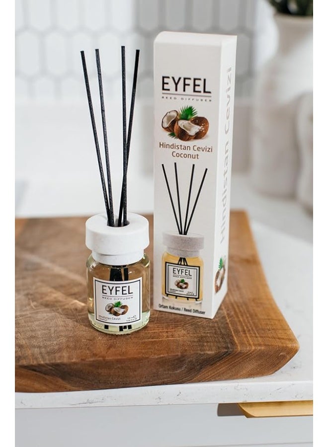 آيفيل ناشرات ريحان من EYFEL للمنزل - مجموعة ناشرات ريحان جوز الهند، 4.05 أونصة سائلة، أعواد ناشرة للزيوت، ناشر للحمام، ناشر ريحان للزيوت، أعواد معطرة، أعواد ناشرة للزيوت، ناشر ريحان للحمام - Image 3
