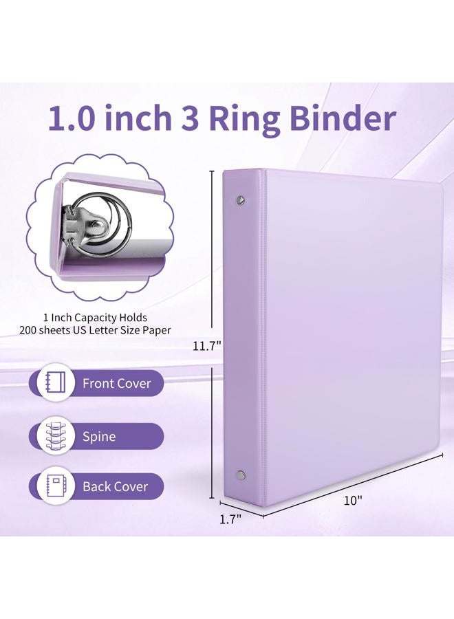 SUQJOY 1" 3-Ring Binder, 1-inch Round Ring Binder with 2 Inside Pockets, Clear View Cover Binder Holds 8.5'' x 11''Paper, Binders for Office/Home/School Supply, 6 Pack (Assorted 6 Colors) - Image 2