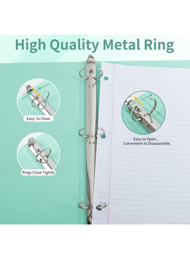 SUQJOY 1" 3-Ring Binder, 1-inch Round Ring Binder with 2 Inside Pockets, Clear View Cover Binder Holds 8.5'' x 11''Paper, Binders for Office/Home/School Supply, 6 Pack (Assorted 6 Colors) - Image 5