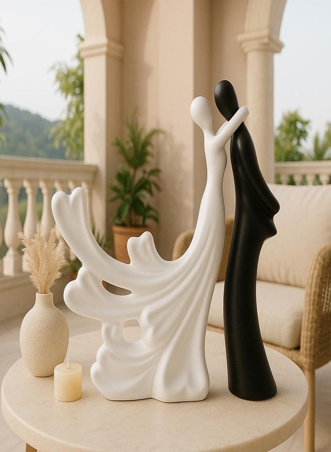 LADROX® Passionate Lover Hugging Couple Figure | Beautiful Home Decor - (Set of 2, White Black),Brass, Love - Image 4